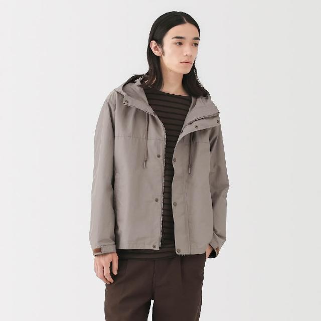 【MUJI 無印良品】男撥水加工連帽風衣外套(黑色/卡其綠/摩卡棕)