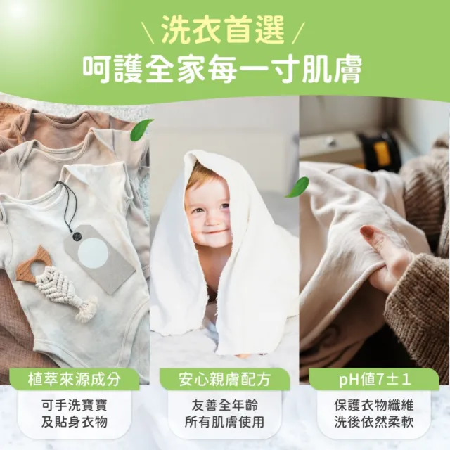 【清淨海】環保洗衣精檸檬補充包1500g 6包(國民洗衣精/無螢光劑/低敏/機能服可用/滾筒可用)