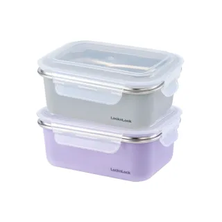 【LocknLock 樂扣樂扣】超值二入組 官方直營 可微波玩美Match不鏽鋼便當盒 800ml(可微波/304不鏽鋼/保鮮盒)