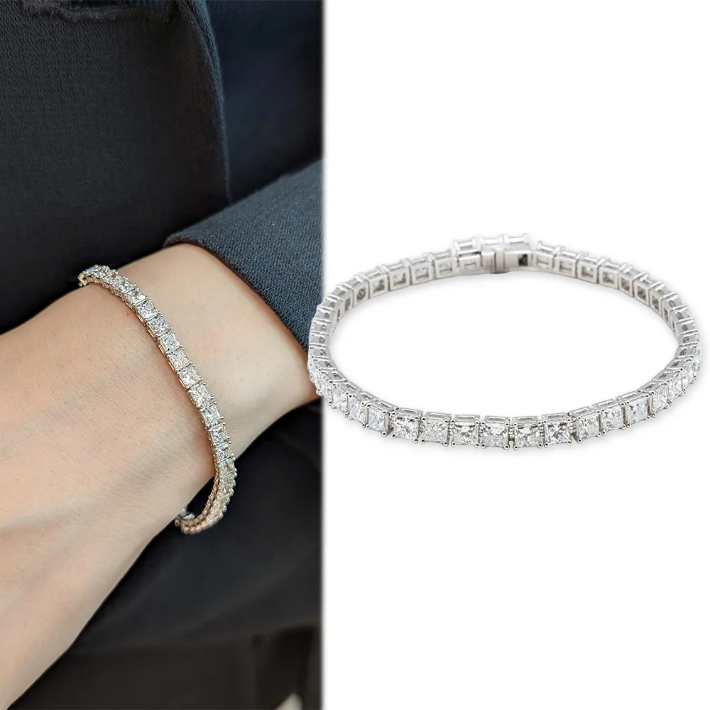 【JR.L金瑞利珠寶】雙12 8克拉 情歌 鑽石手鍊(公主方培育鑽石 18K)