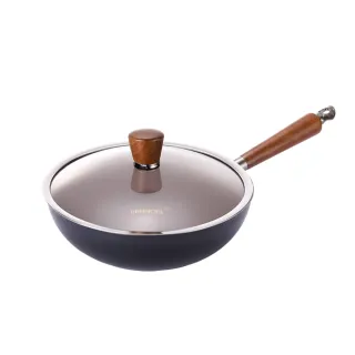 【HAPPYCALL】石墨烯IH瞬熱原木鈦熔射不沾鍋深炒鍋30cm含蓋(電磁爐適用)