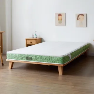 【hoi! 好好生活】預購60天★源氏木語兒童防螨抗敏乳膠椰棕薄床墊3.3尺/100x190x8cm J23綠