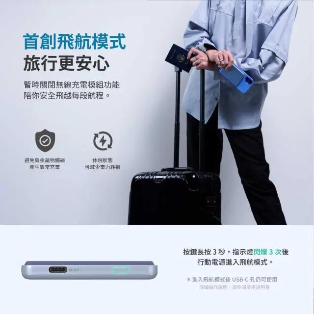 【ADAM 亞果元素】VIONTA L10 10000mAh 超薄型磁吸行動電源(已有標示Wh 獨家飛航模式)