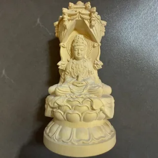 【MoonDy】黃楊木 雕刻 木雕 觀音寶塔 擺件 佛像擺件 收藏品 裝飾品
