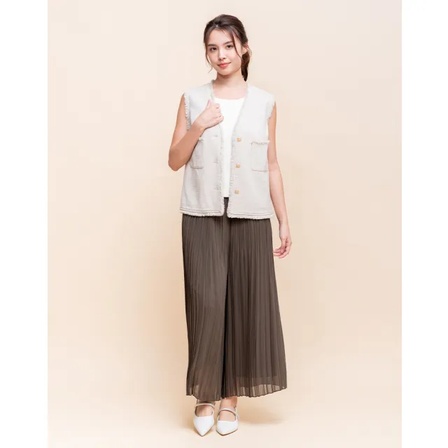 【perng yuh 芃諭名品】柔質法式 Ｖ領 輕花呢 背心(2025 AW Collection｜4C秋冬新品上市)
