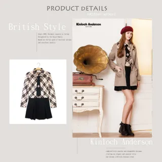 【金安德森】英倫校園格繫領雙拼色洋裝(KA0675710卡其)