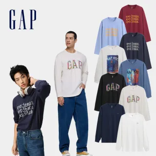 【GAP】男裝  Logo純棉印花圓領長袖T恤-多款任選(788382&788414&787426&729034)