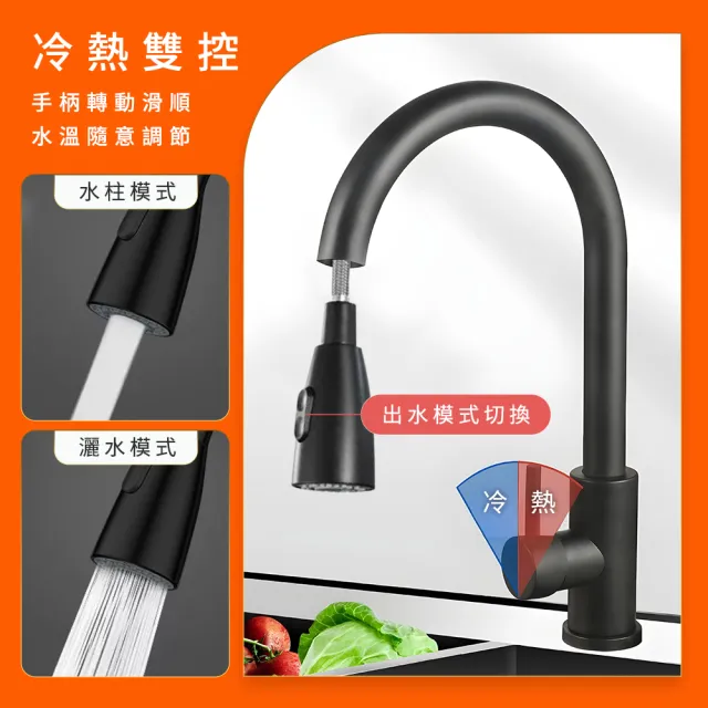 【智殿】龍頭噴槍款 抽拉龍頭 廚房旋轉龍頭 抽拉水管龍頭(165-KF304S+2 洗碗槽水龍頭 抽拉式洗碗龍頭)