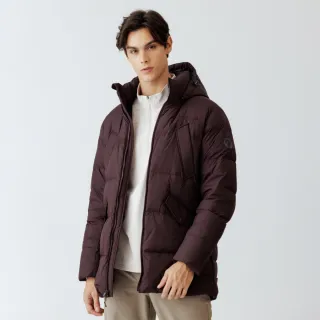 【Hilltop 山頂鳥】超潑水石墨烯蓄熱羽絨長版大衣外套 男款 可可棕｜PF21XM65ECC0