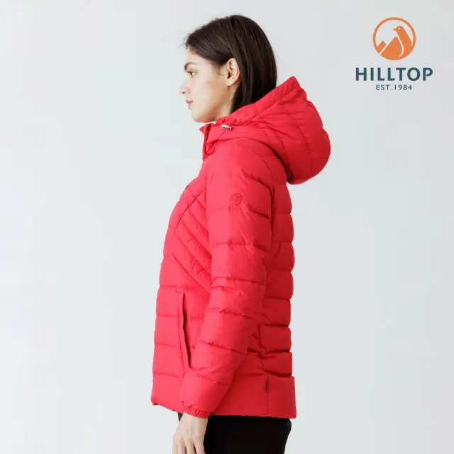 【Hilltop 山頂鳥】超潑水石墨烯蓄熱羽絨短大衣外套 女款 紅色｜PF22XF25ECH0