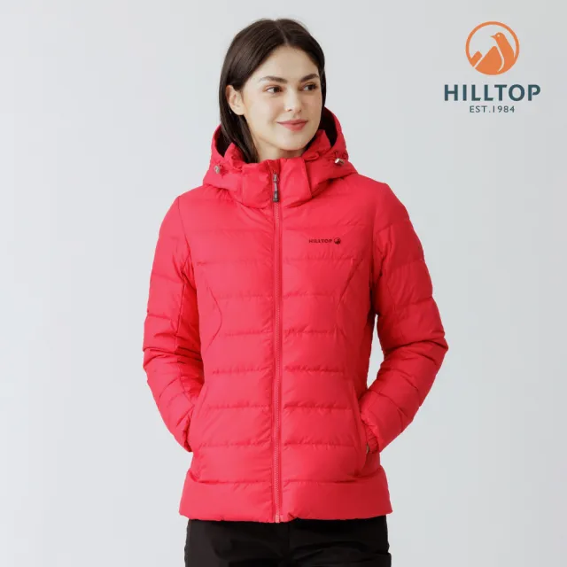 【Hilltop 山頂鳥】超潑水石墨烯蓄熱羽絨短大衣外套 女款 紅色｜PF22XF25ECH0