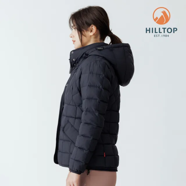 【Hilltop 山頂鳥】超潑水石墨烯蓄熱羽絨短大衣外套 女款 黑｜PF22XF32ECA0