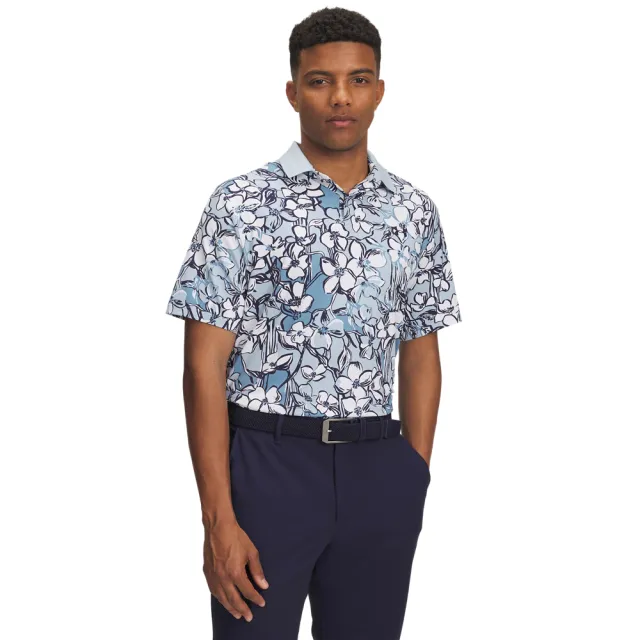 【UNDER ARMOUR】UA 男 Drive Chill 印花短袖POLO_1389597-453(藍色)