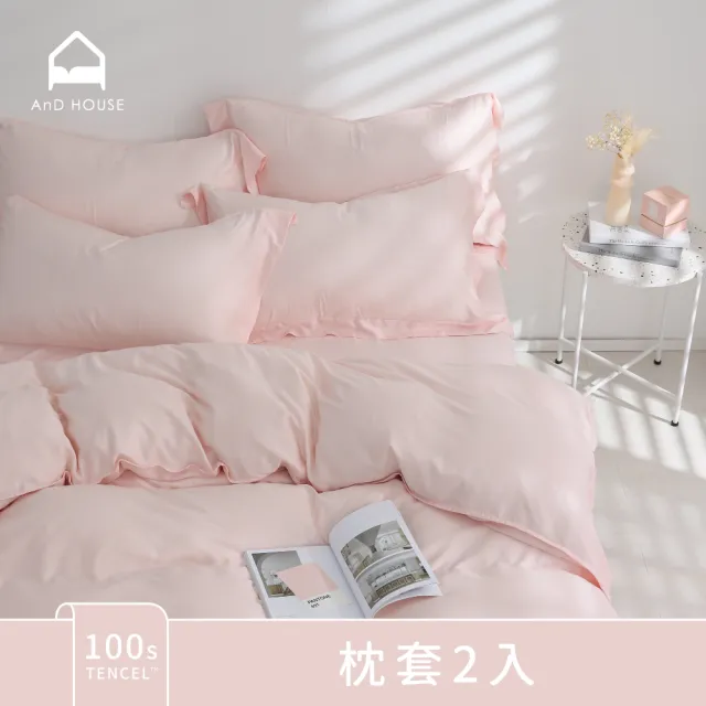 【AnD HOUSE 安庭家居】100支天絲-枕套2入-頂級500織(多色任選/歐式壓框枕套/透氣柔滑/裸睡首選)