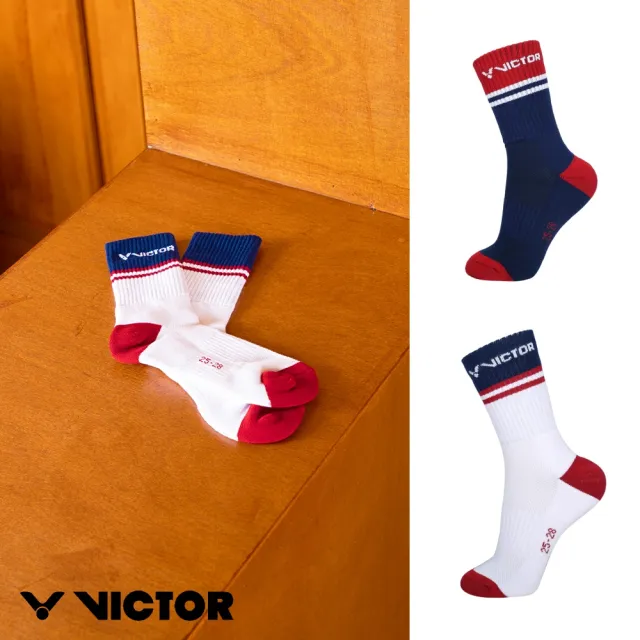 【VICTOR 勝利體育】VICTOR羽球俱樂部系列高筒運動襪(C-5157VBC/C-5158VBC A/B 漂白/信標藍)