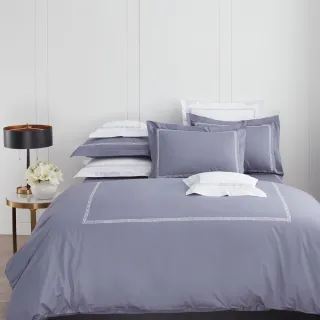 【WEDGWOOD】100%長纖棉刺繡兩用被床包枕套四件組 加大(深刻任選｜80支400織)