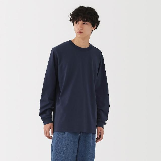 【MUJI 無印良品】男水洗粗織圓領長袖T恤(白色/灰色/墨灰/黑色/卡其/深藍)