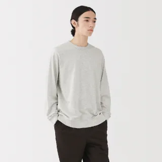 【MUJI 無印良品】男輕量裏毛圓領長袖T恤(灰色/黑色/粉米)