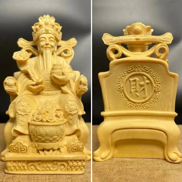 【LEEHER】黃楊木雕/財神爺雕像/木雕擺件/鎮宅招財/佛像供奉/風水擺設/崖柏佛像/開運送禮