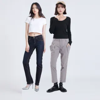 【5th STREET】女裝 牛仔褲 七分褲 直筒褲 彈力褲 哈倫褲 黑色 藍色(多款任選)