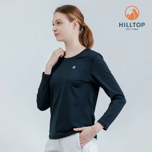 【Hilltop 山頂鳥】ZISOFIT POLYGIENE抗菌吸濕快乾保暖彈性長袖圓領衛生衣 厚款 女款 黑｜PH56XF97ECA0