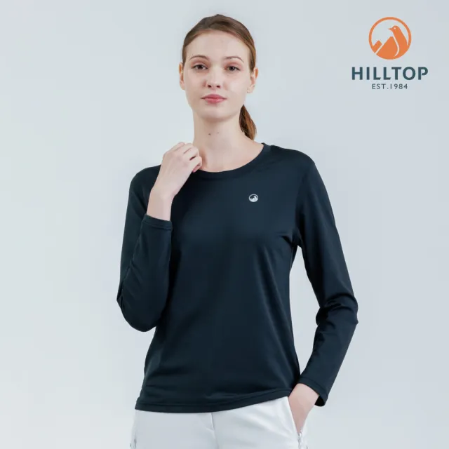 【Hilltop 山頂鳥】ZISOFIT POLYGIENE抗菌吸濕快乾保暖彈性長袖圓領衛生衣 厚款 女款 黑｜PH56XF97ECA0