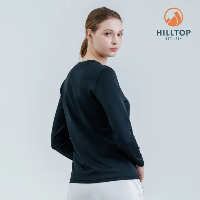 【Hilltop 山頂鳥】ZISOFIT POLYGIENE抗菌吸濕快乾保暖彈性長袖圓領衛生衣 厚款 女款 黑｜PH56XF97ECA0