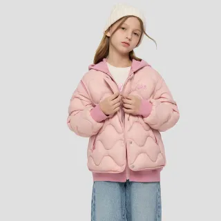 【GAP】女童裝 Logo印花三合一短版連帽羽絨外套-粉色(805336)