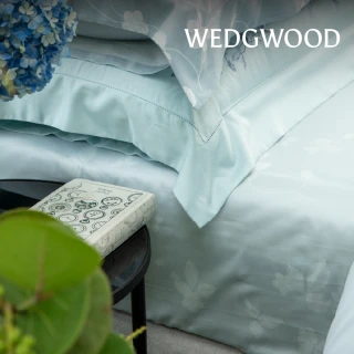 【WEDGWOOD】義大利製100%長纖棉印花鬆緊床包一件 雙人｜野莓夢境 珠光藍(300織百貨款)
