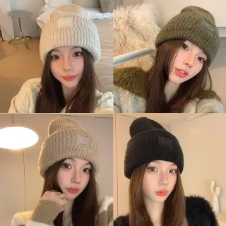 【MUAN】秋冬必備保暖護耳毛線帽 時尚百搭針織帽 保暖帽 包頭帽 冷帽 加厚毛帽
