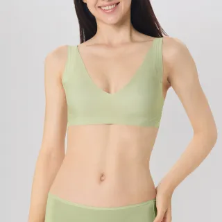 【sloggi】ZERO FEEL Soft Bra全新零感系列後扣式V領內衣(開心果綠)
