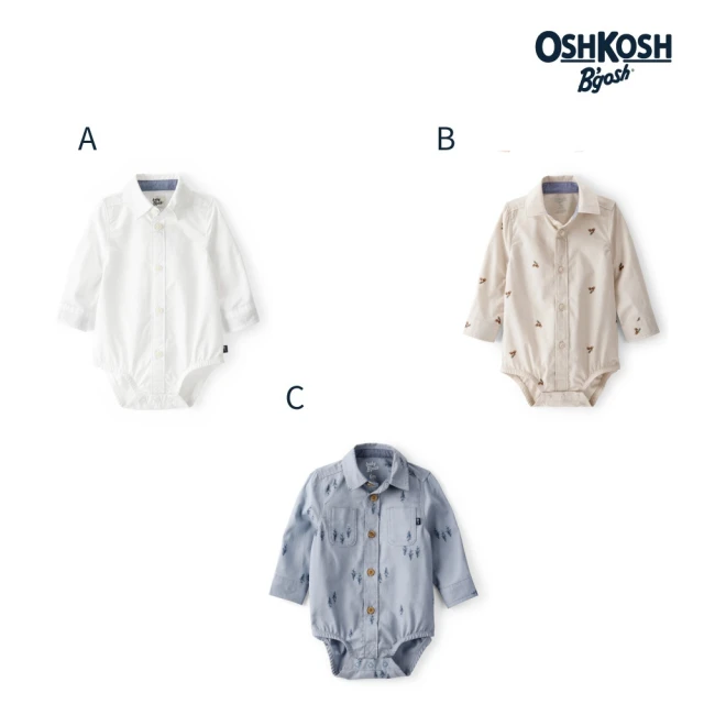 【OshKosh官方授權】嬰兒純棉襯衫包屁衣－多款任選(美式童裝 嬰兒 吊帶褲 吊帶裙 包屁衣 牛仔 童裝)