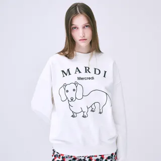 【MARDI MERCREDI】金高銀同款 印花大學TEE 白色 線條臘腸狗 純棉 SWEATSHIRT DDANJI CH.06