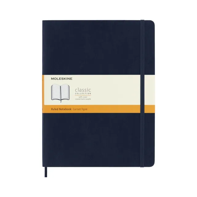 【MOLESKINE】經典軟皮筆記本(軟皮 XL型 橫條 藍 筆記本)