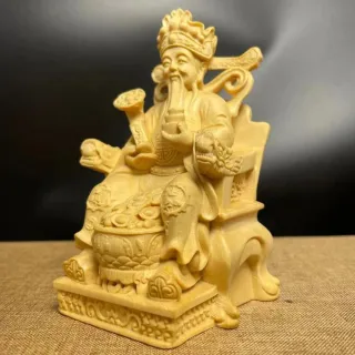 【LEESA】崖柏木雕像\招財神像\風水擺設\家居\鎮宅聚財\崖柏木雕刻\黃楊木材質\招財好物