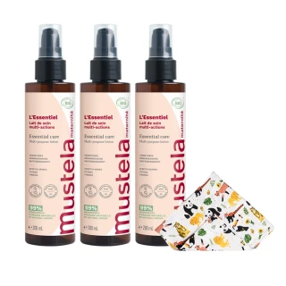 【Mustela 慕之恬廊】慕之孕 有機撫紋緊緻菁華乳200mlX3入(無香 歐盟ECOCERT+法國BIO認證)