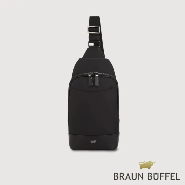 【BRAUN BUFFEL 德國小金牛】湯姆 胸包-黑色(BF542-TW22-BK) 男包送禮推薦