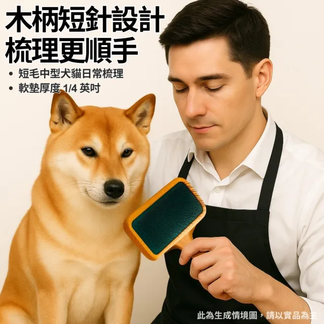 【Chris Christensen克莉絲汀森】Mark III波浪木柄美容氣墊針梳(中小型犬用)