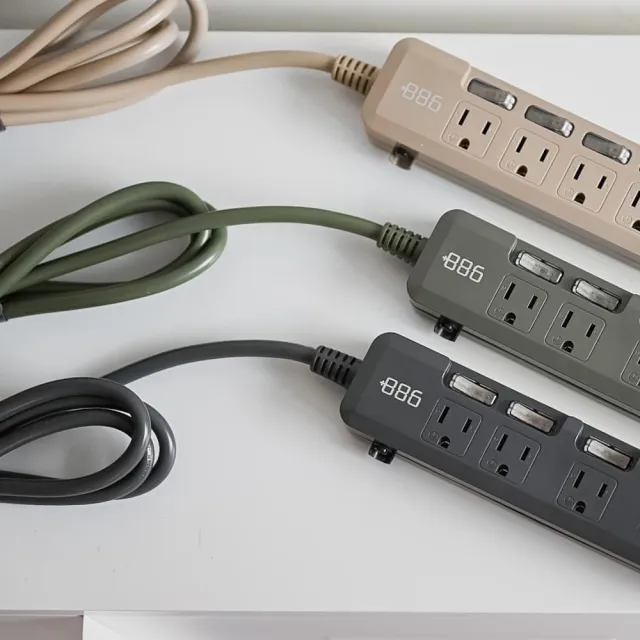 2入組【+886】極野家 6開5插USB+Type C PD 30W 快充延長線