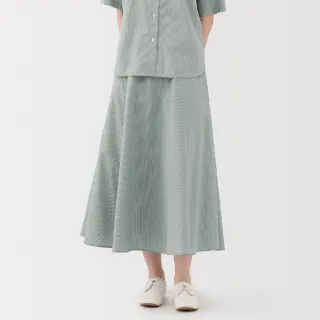 【MUJI 無印良品】女涼感寬襬裙(黑色/灰直紋/深綠直紋)