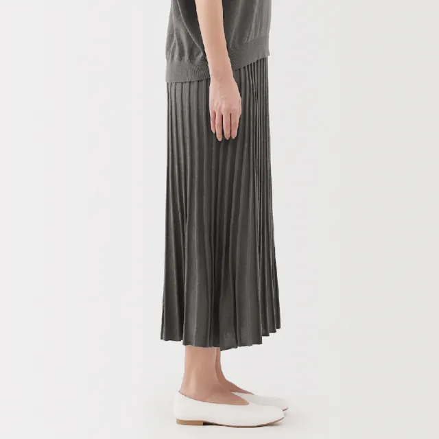 【MUJI 無印良品】女萊賽爾寬襬裙(黑色/煙燻棕)