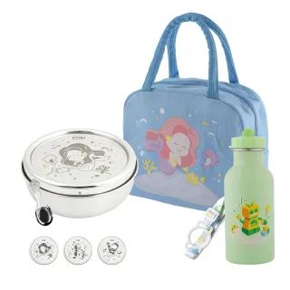 【KOM】夢想系列｜不鏽鋼兒童雙層隔熱碗1入組(碗*1+304湯匙*1+水壺*1+便當袋*1 夢想系列)