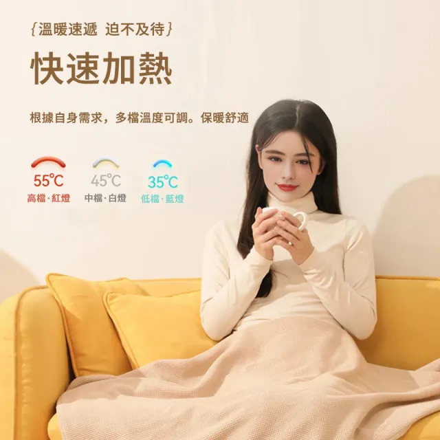 【MUAN】USB石墨烯恆溫發熱電熱毯 (電熱披肩毯/暖身毯/披肩斗篷/辦公午睡毯/空調毯)