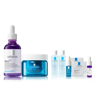 【理膚寶水】美白彈潤重量版雙入組★MELA B3 淡斑淨亮精華 50ml+極效B5彈潤超修復乳霜 50ml_A(麥拉色鏈)