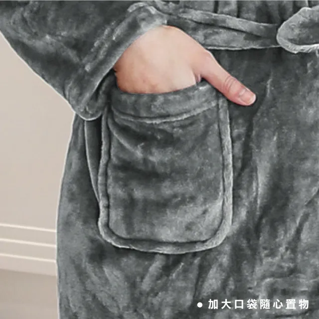 【ONE HOUSE】韓版升級加厚法蘭絨親膚睡袍 加長多色選 刷毛保暖睡衣發熱衣(1入)