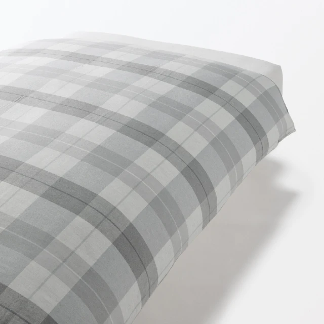 【MUJI 無印良品】棉法蘭絨被套/D 成品尺寸:W185×L210 cm 附拉鍊(灰格紋/米色格紋/紅格紋/深藍格紋)