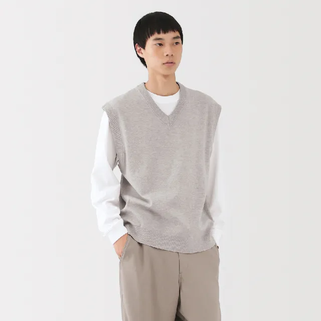 【MUJI 無印良品】男可水洗米蘭諾螺紋背心(深灰/黑色/粉米)