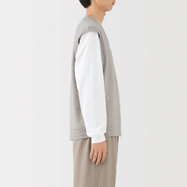 【MUJI 無印良品】男可水洗米蘭諾螺紋背心(深灰/黑色/粉米)