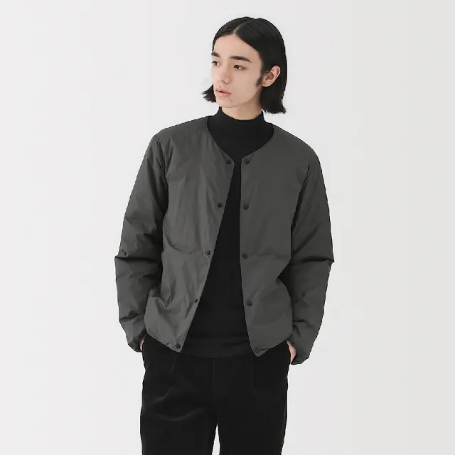 【MUJI 無印良品】男輕量羽絨可攜式無領外套(灰銀/深灰/黑色)