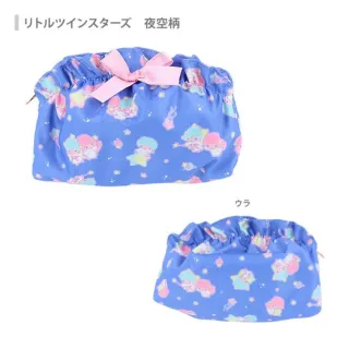 【小禮堂】雙11 Sanrio 三麗鷗 綁帶式收納包 荷葉邊滿版款 雙子星 美樂蒂 酷洛米(平輸品)